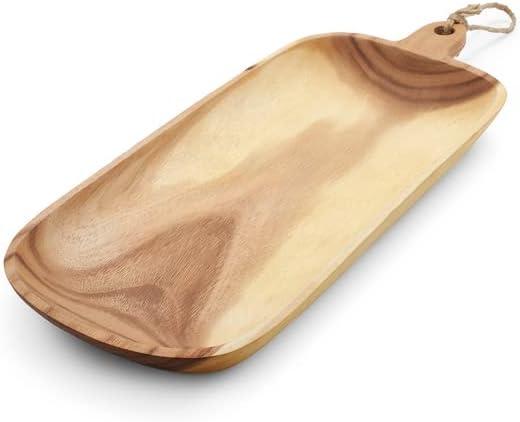 Sur La Table Acacia Oval Serving Platter with Handle, Tan - view 4