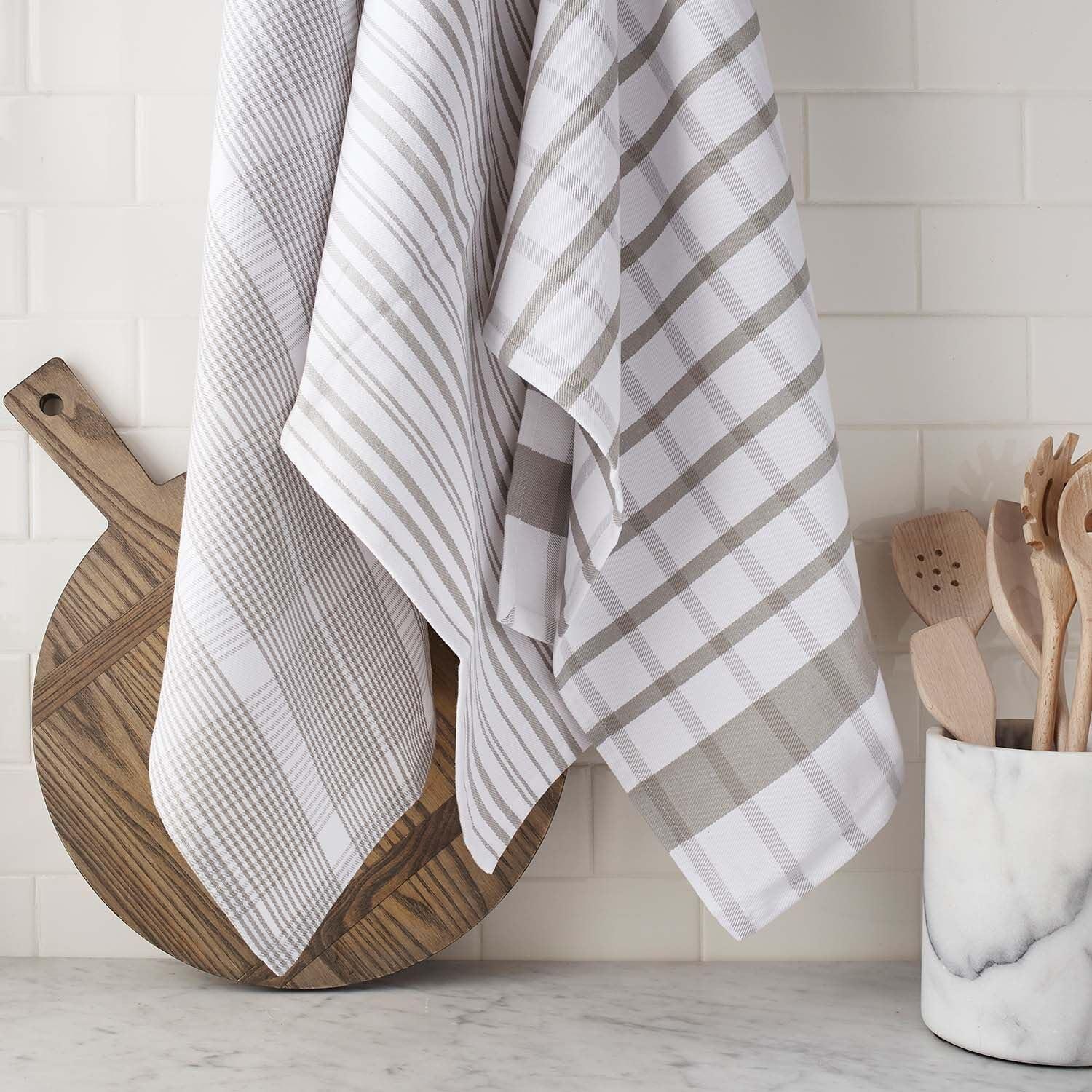 Sur La Table Assorted Twill Kitchen Towels, Set of 3, Cool Gray(Blueberry) - view 3