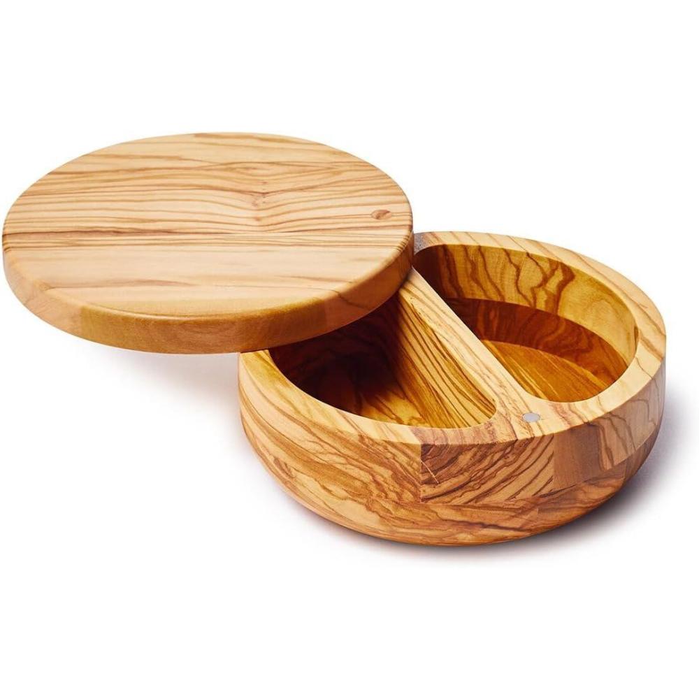 Sur La Table Olivewood Salt Keeper Duo, Tan