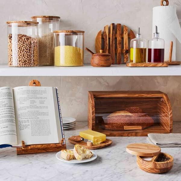 Sur La Table Olivewood Salt Keeper Duo, Tan - view 3