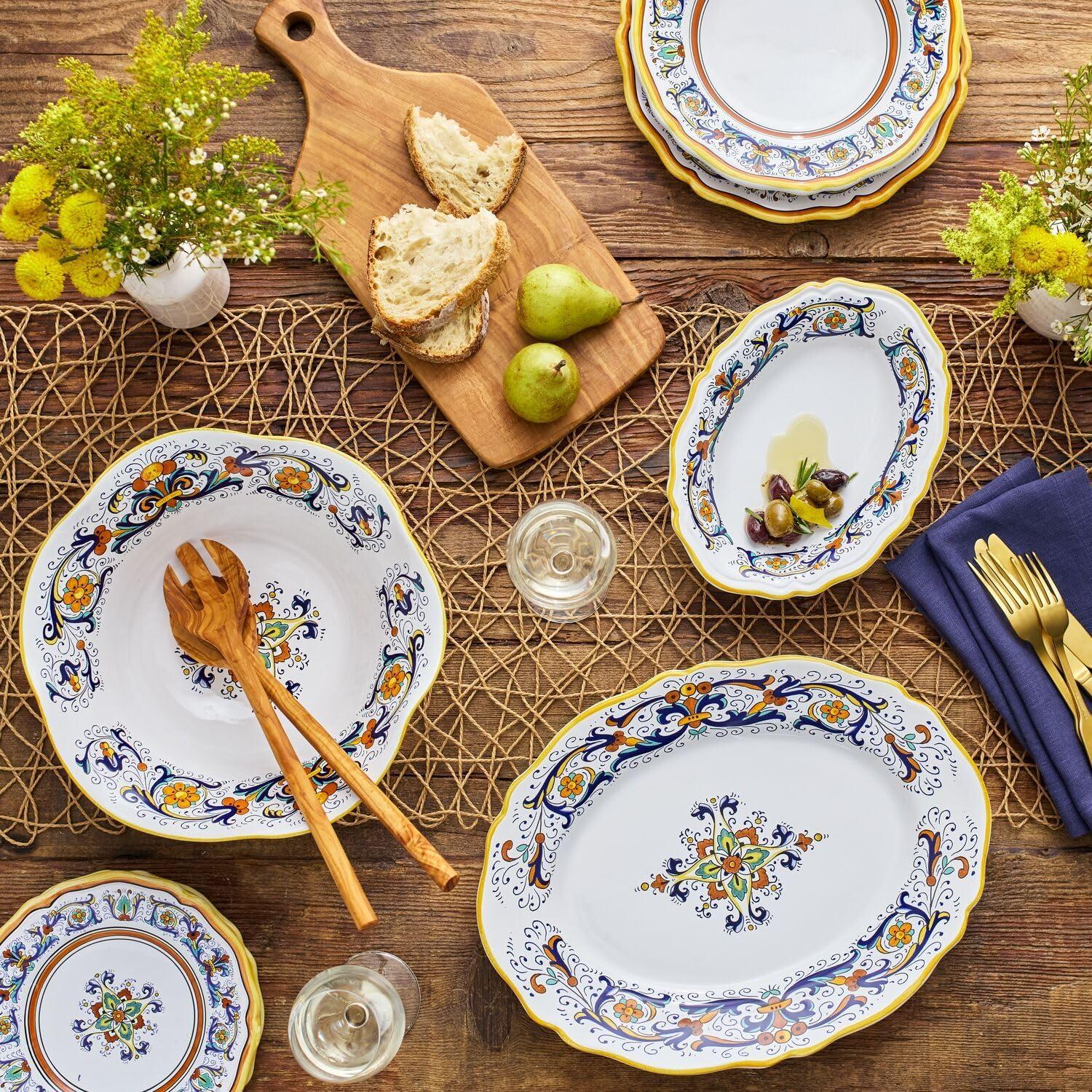 Sur La Table Nova Deruta 16 Piece Ceramic Dinnerware Set, Italian Inspired Floral Designed Mugs, Dinner Plates, Salad Plates and Bowls, Service for 4 - view 4