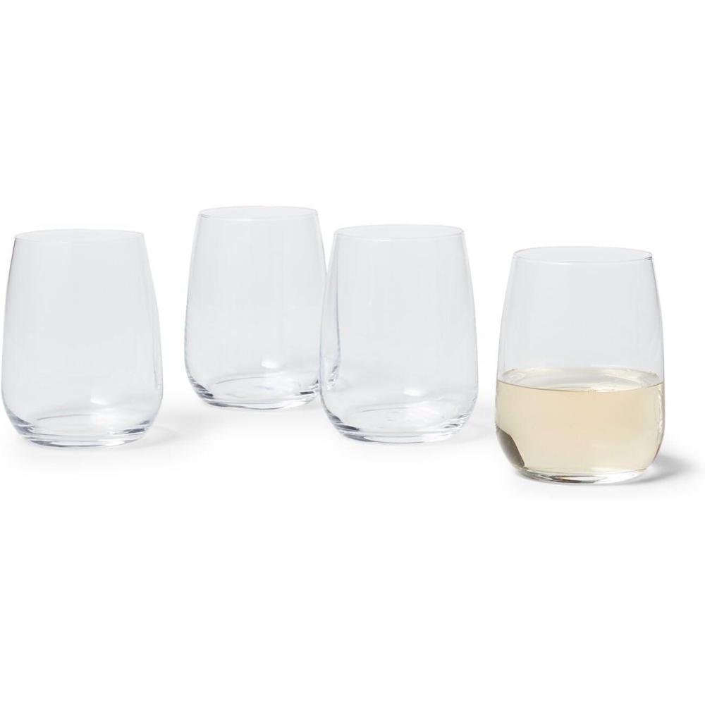 Sur La Table Bistro Stemless Wine Glasses, Set of 4, Clear