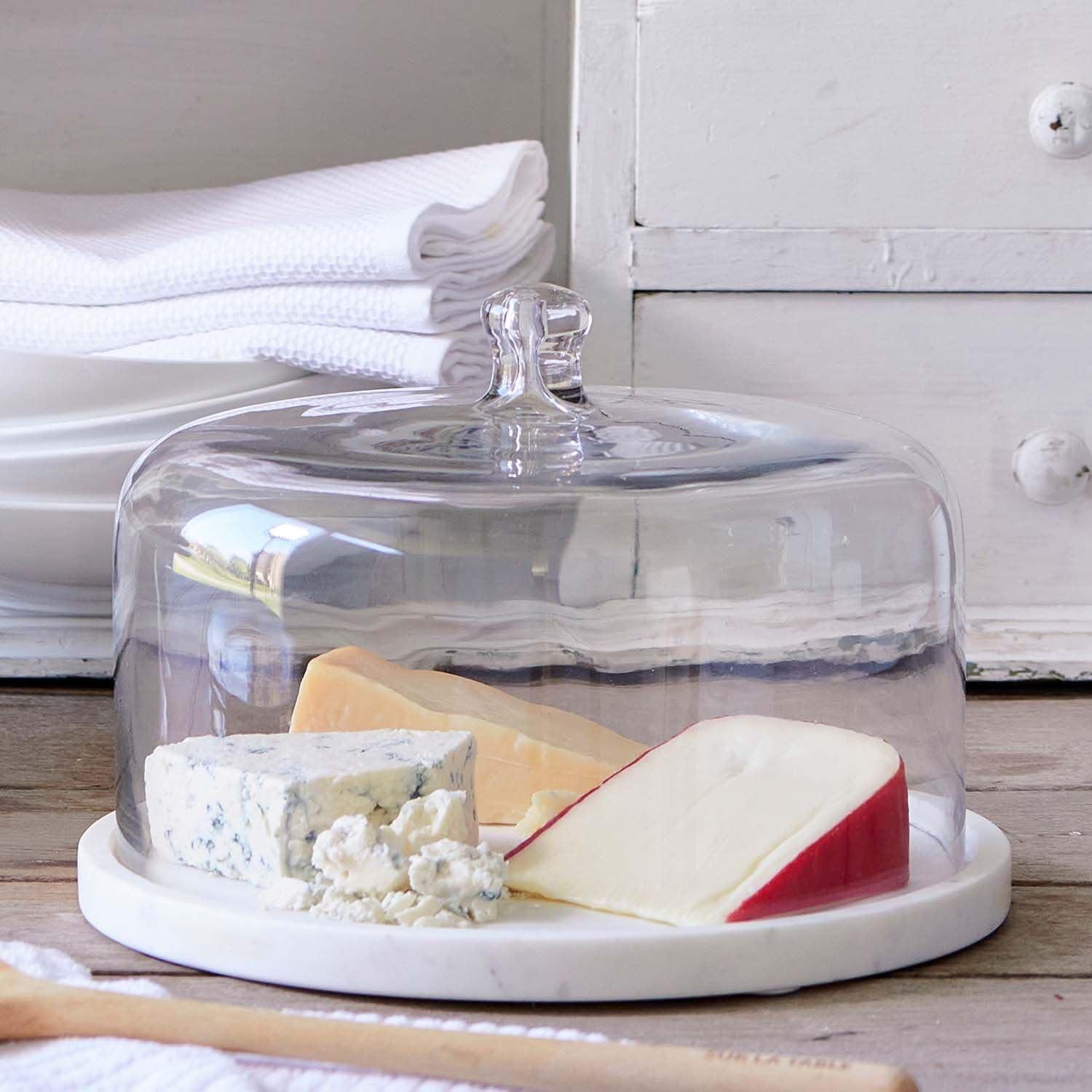 Sur La Table 11.5″ Glass Cloche with White Marble Base – Elegant Cake, Pie & Hors d’Oeuvres Server, Doubles as Party Serving Board - view 2