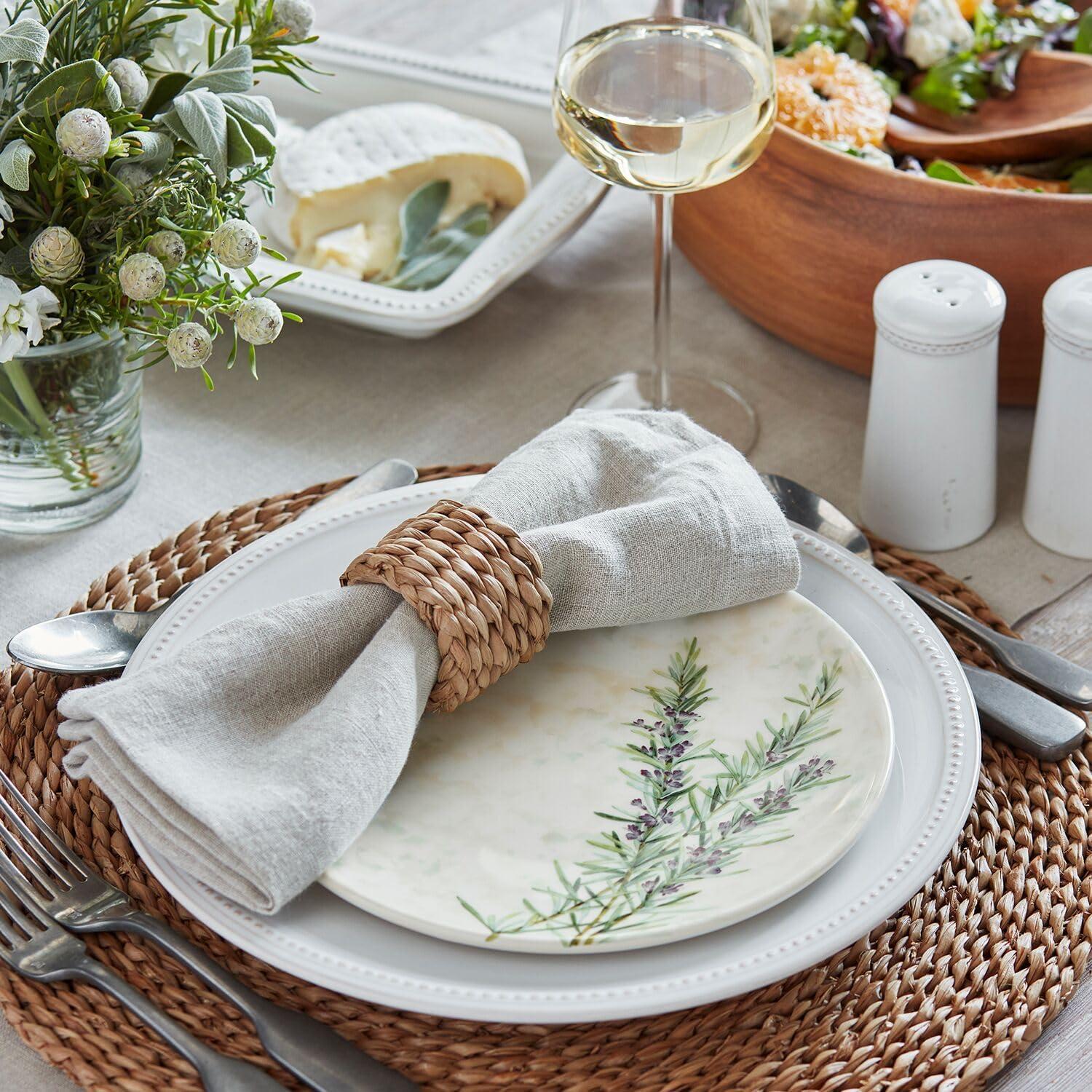 Sur La Table 11″ Pearl Stoneware Dinner Plate with Raised Dot Border & Distressed Edges, Vintage-Inspired Design, Chip-Resistant, Dishwasher & Microwave(White) - view 3