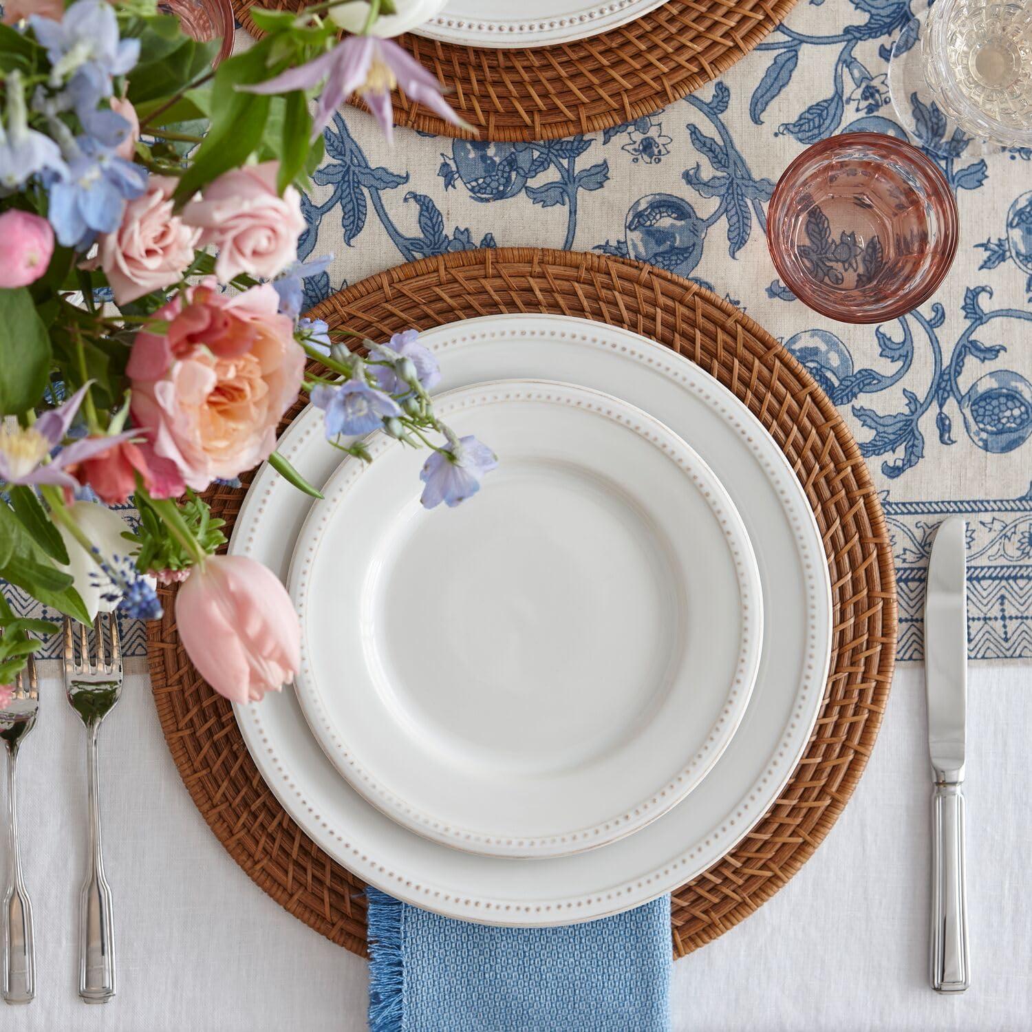 Sur La Table 11″ Pearl Stoneware Dinner Plate with Raised Dot Border & Distressed Edges, Vintage-Inspired Design, Chip-Resistant, Dishwasher & Microwave(White) - view 4