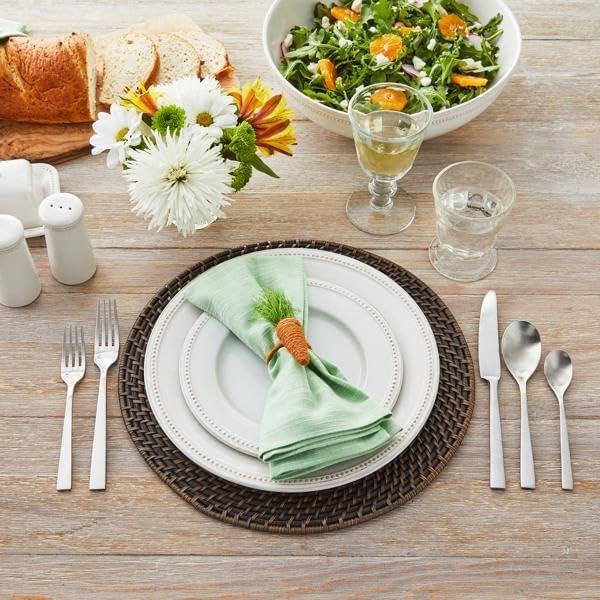 Sur La Table 11″ Pearl Stoneware Dinner Plate with Raised Dot Border & Distressed Edges, Vintage-Inspired Design, Chip-Resistant, Dishwasher & Microwave(White) - view 6