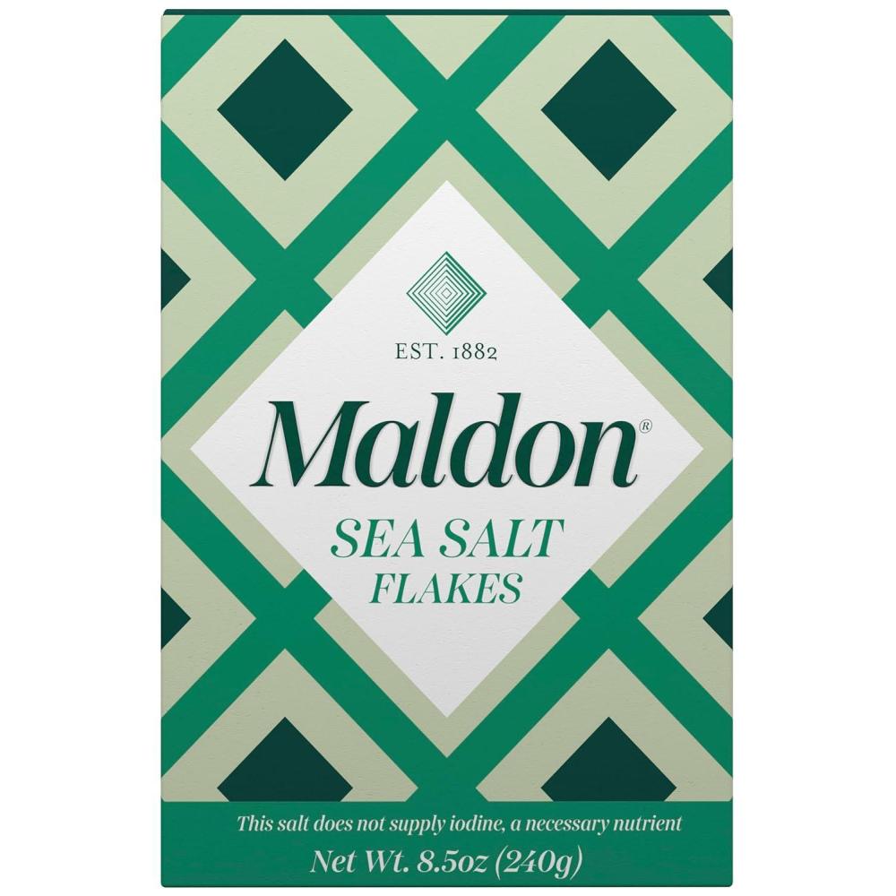 Maldon Salt, Sea Salt Flakes, 8.5 oz (240 g), Kosher, Natural, Unique Gourmet Pyramid Shaped Salt Flakes, Perfect for a Wide Range of Dishes, Hand-Harvested for Four Generations (Packaging May vary)(8.5 Ounce (Pack of 1))