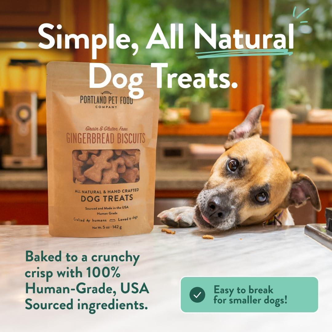 Portland Pet Food Company Pumpkin Dog Treats Healthy Biscuits for Small Medium & Large Dogs – Grain-Free, Human-Grade, All Natural Cookies, Snacks & Puppy Training Treats – Made in The USA – 5 oz(Gingerbread) - view 2