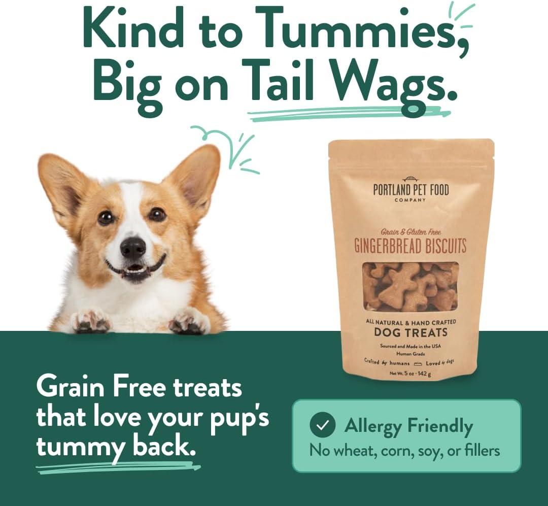 Portland Pet Food Company Pumpkin Dog Treats Healthy Biscuits for Small Medium & Large Dogs – Grain-Free, Human-Grade, All Natural Cookies, Snacks & Puppy Training Treats – Made in The USA – 5 oz(Gingerbread) - view 4