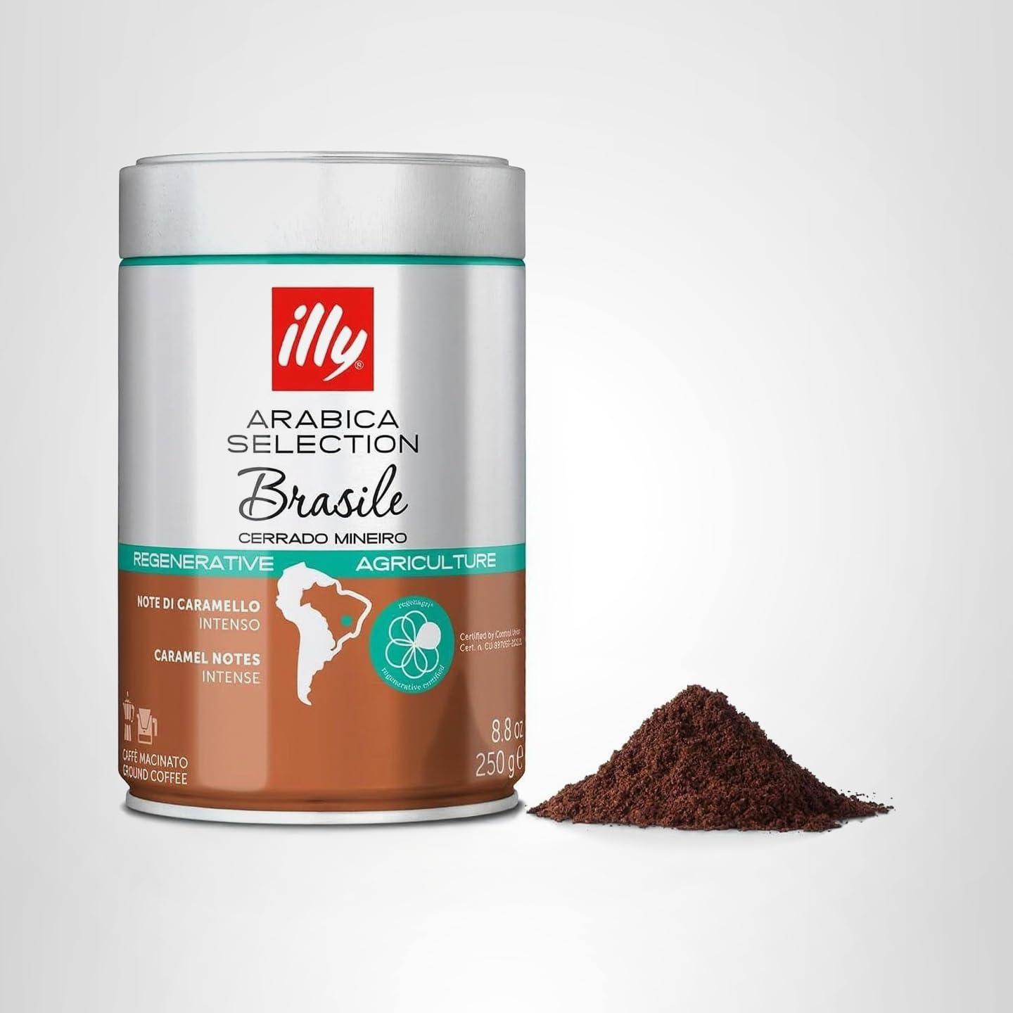 Illy Classico Ground Espresso Coffee, Medium Roast Roast With Notes Of Chocolate & Caramel, 100% Arabica, 8.8 Ounce (Pack Of 1)(Brasile Regenerative Agriculture) - view 8