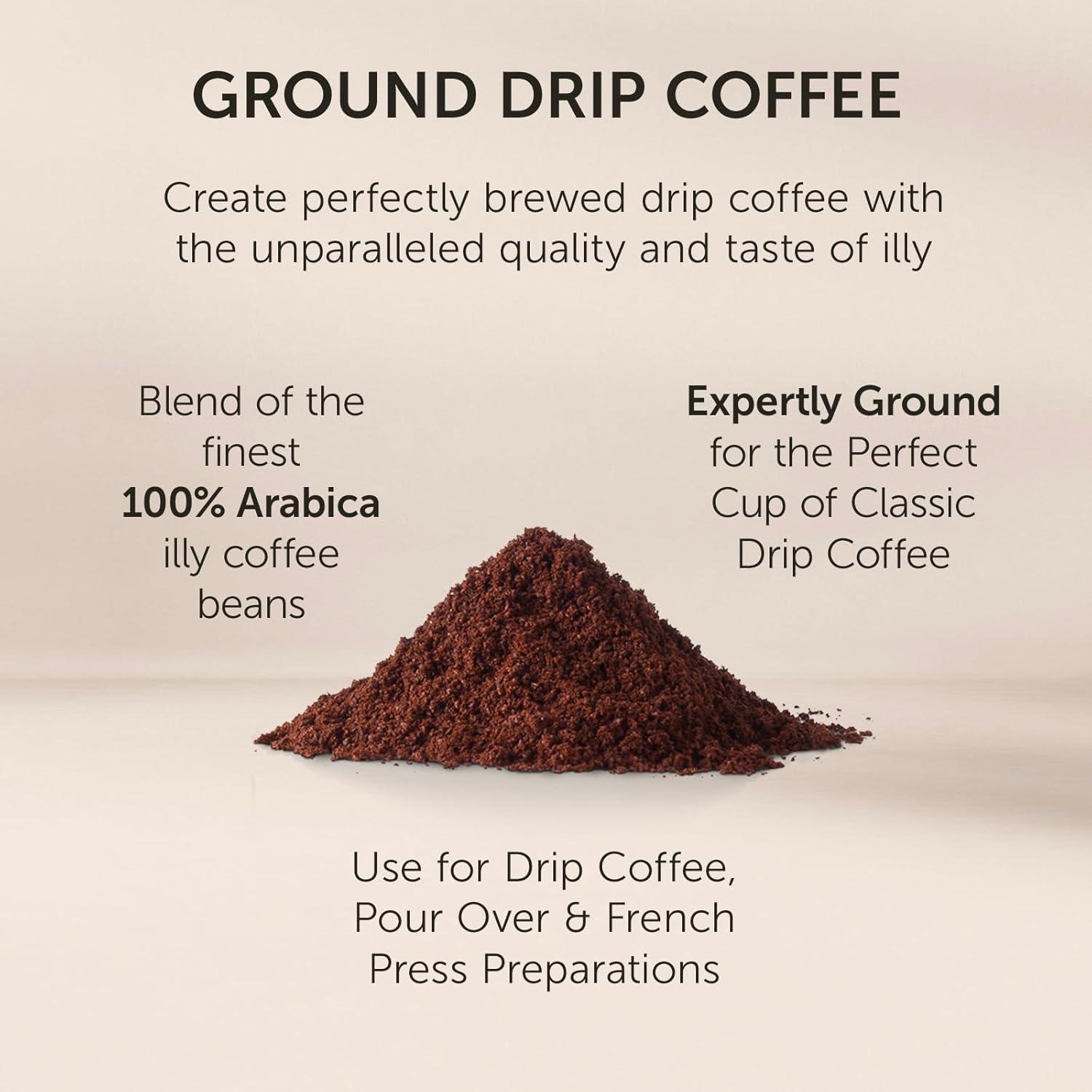 Illy Classico Ground Espresso Coffee, Medium Roast Roast With Notes Of Chocolate & Caramel, 100% Arabica, 8.8 Ounce (Pack Of 1)(Classico Medium Roast Ground Drip) - view 6
