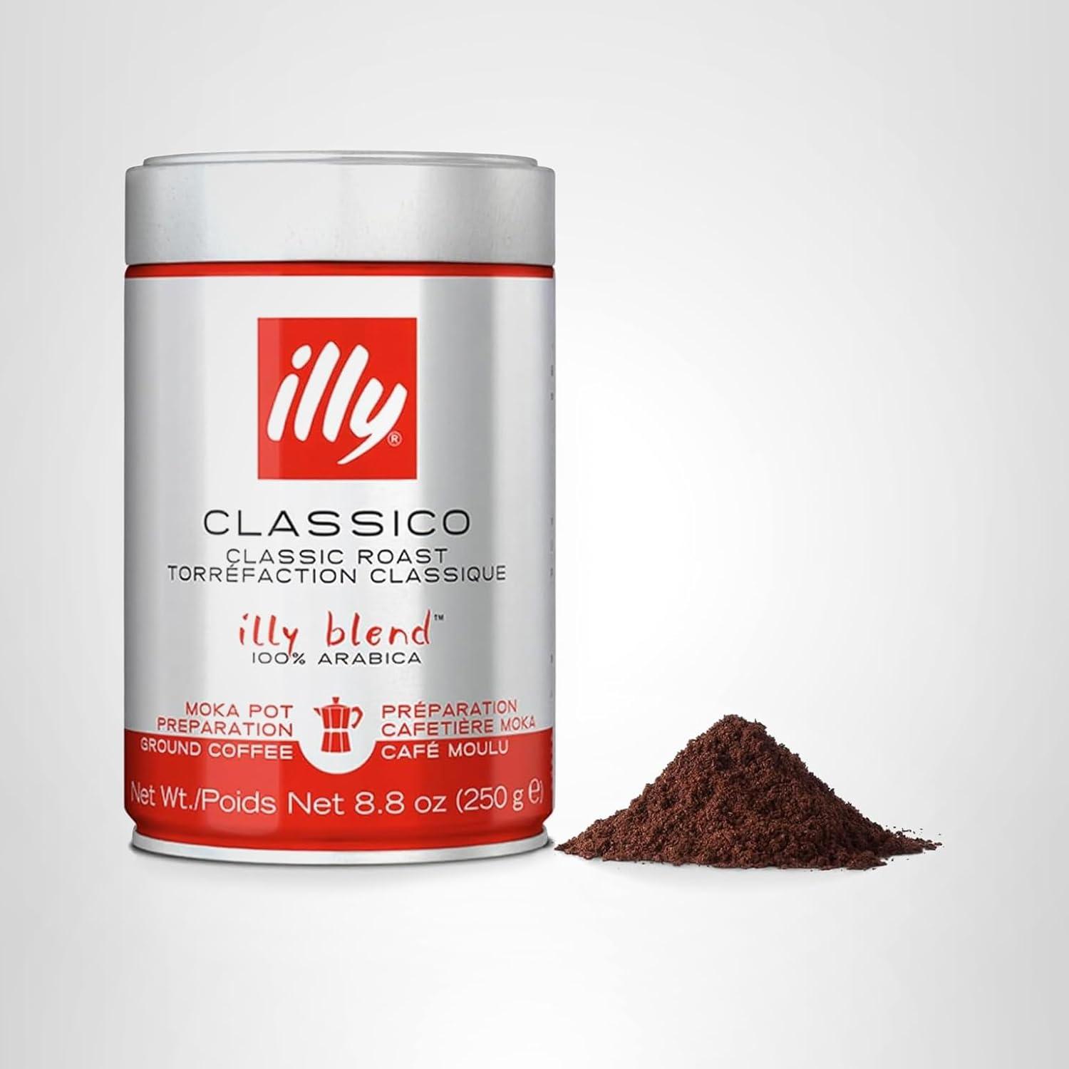 Illy Classico Ground Espresso Coffee, Medium Roast Roast With Notes Of Chocolate & Caramel, 100% Arabica, 8.8 Ounce (Pack Of 1)(Classico Medium Roast Ground Moka) - view 7