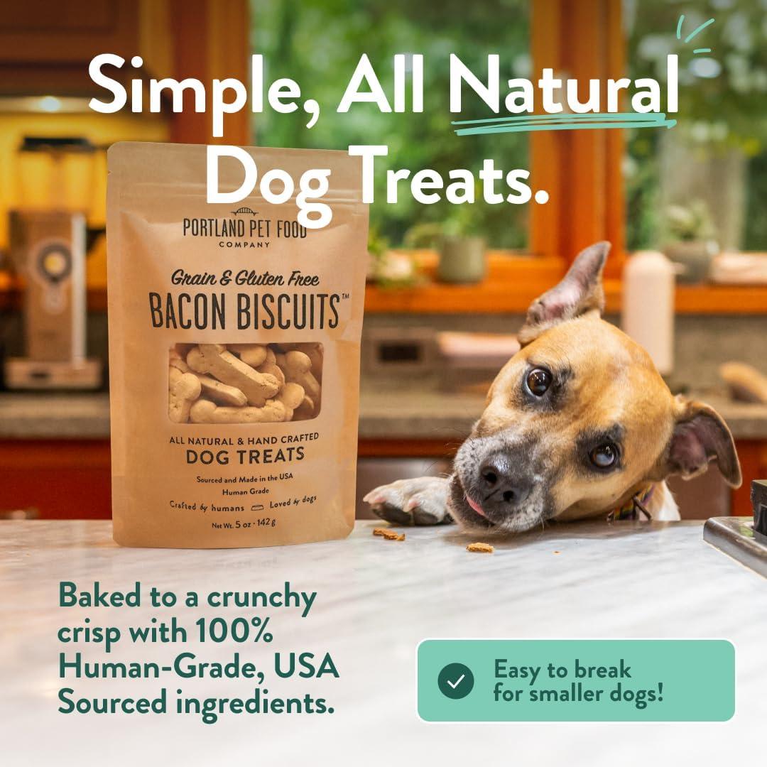 Portland Pet Food Company Pumpkin Dog Treats Healthy Biscuits for Small Medium & Large Dogs – Grain-Free, Human-Grade, All Natural Cookies, Snacks & Puppy Training Treats – Made in The USA – 5 oz(Bacon) - view 2