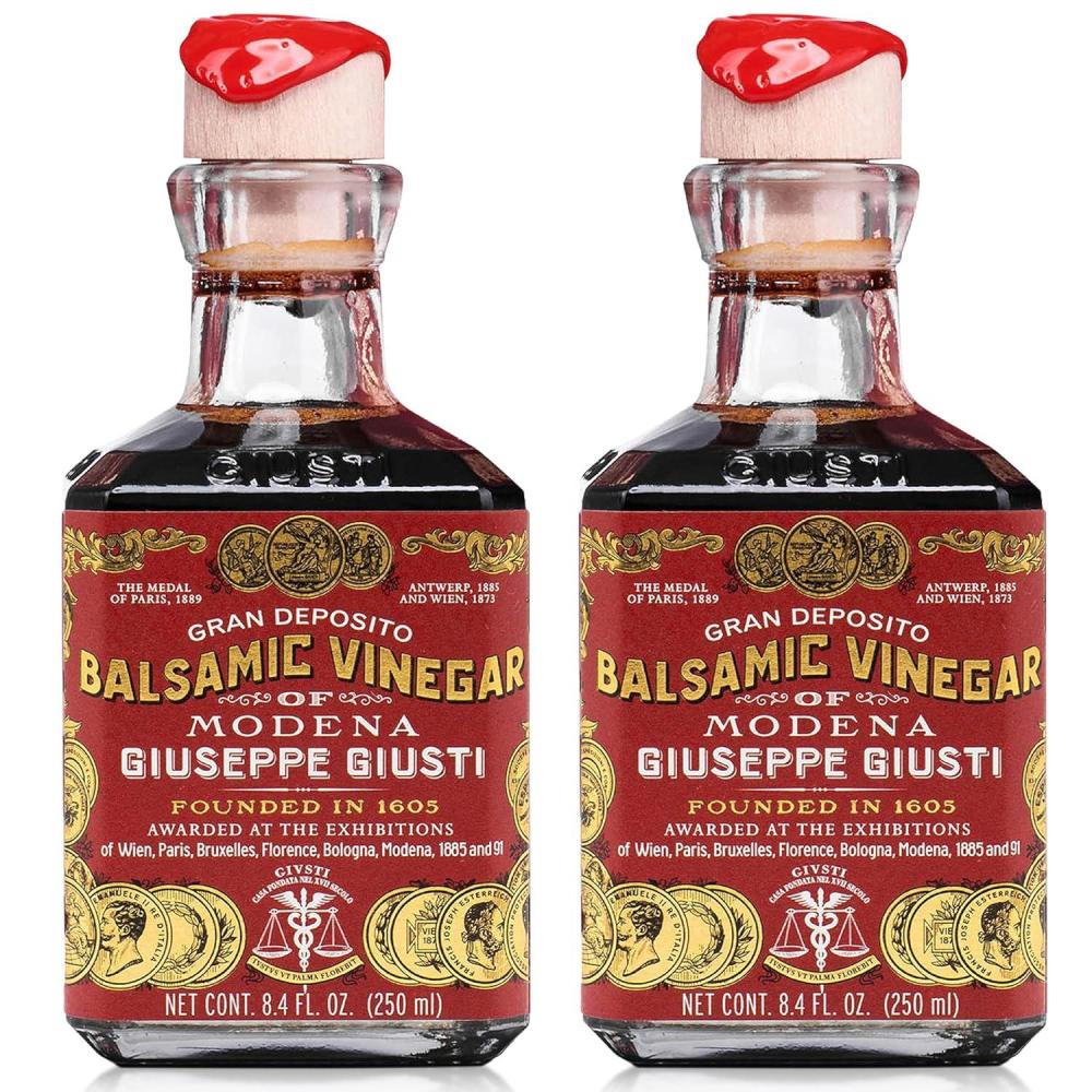 Giusti Italian Balsamic Vinegar of Modena IGP – 3 Gold Medals, Rich & Thick Gran Deposito Aceto Balsamico di Modena for Salads, Cheese & Finishing Touches, Made in Italy – 8.45 fl oz/250 ml -Pack of 1(8.45 Fl Oz (Pack of 2))