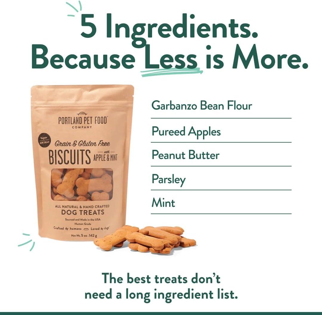 Portland Pet Food Company Pumpkin Dog Treats Healthy Biscuits for Small Medium & Large Dogs – Grain-Free, Human-Grade, All Natural Cookies, Snacks & Puppy Training Treats – Made in The USA – 5 oz(Apple & Mint) - view 3