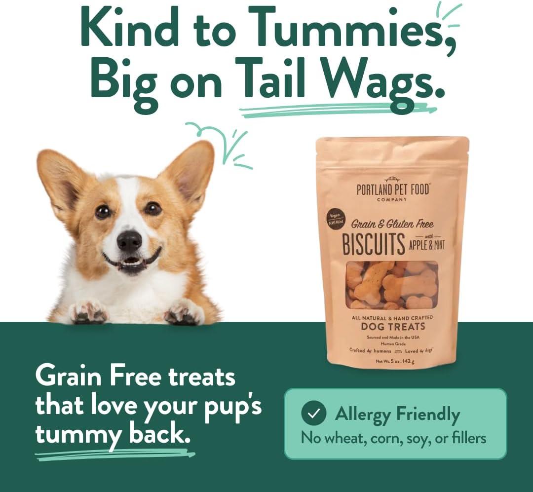 Portland Pet Food Company Pumpkin Dog Treats Healthy Biscuits for Small Medium & Large Dogs – Grain-Free, Human-Grade, All Natural Cookies, Snacks & Puppy Training Treats – Made in The USA – 5 oz(Apple & Mint) - view 4