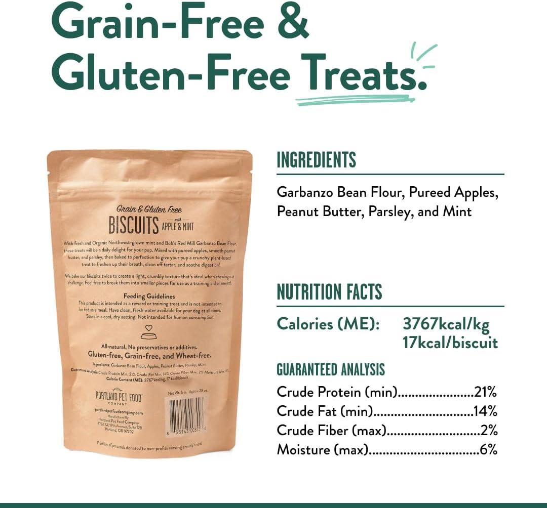 Portland Pet Food Company Pumpkin Dog Treats Healthy Biscuits for Small Medium & Large Dogs – Grain-Free, Human-Grade, All Natural Cookies, Snacks & Puppy Training Treats – Made in The USA – 5 oz(Apple & Mint) - view 5