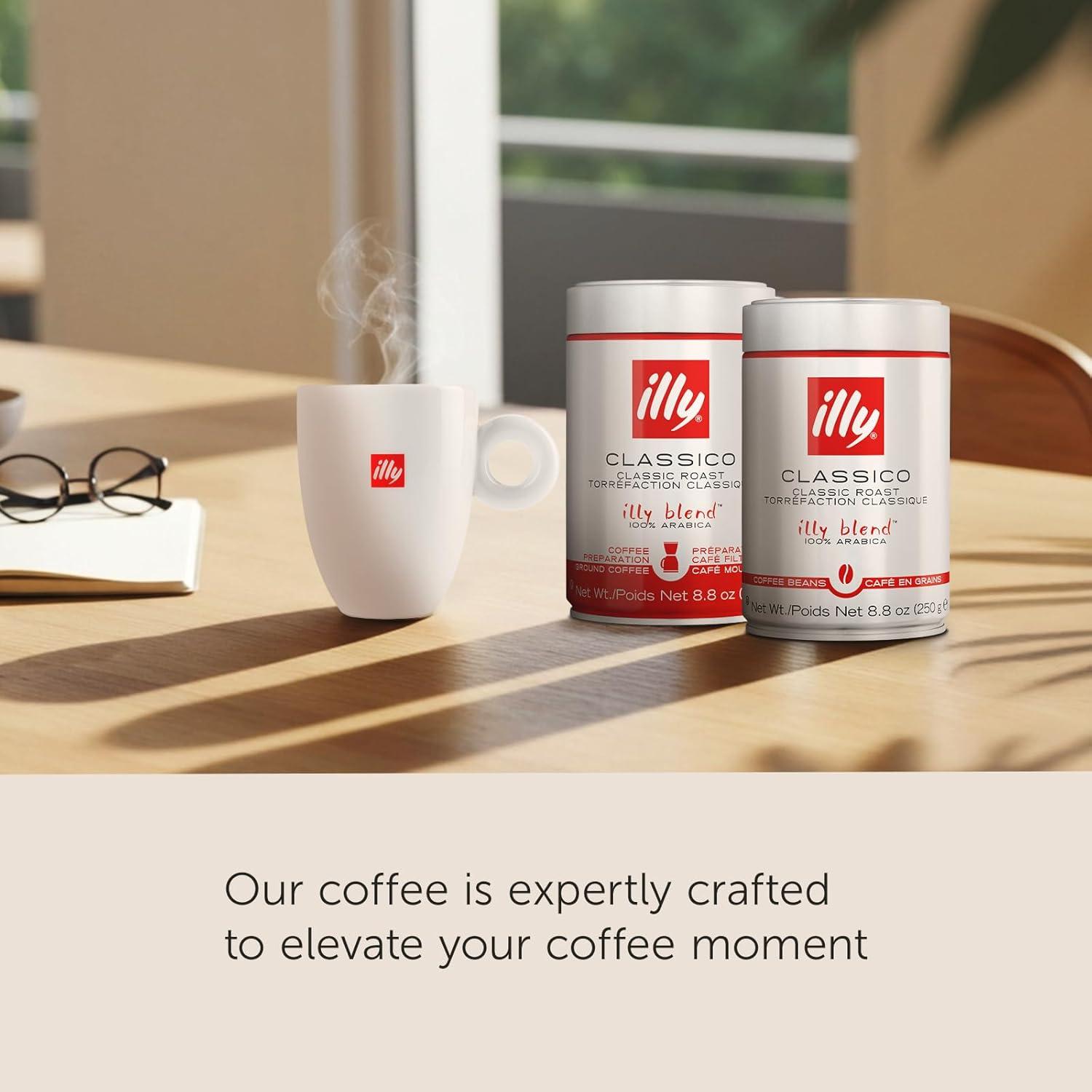 Illy Classico Ground Espresso Coffee, Medium Roast Roast With Notes Of Chocolate & Caramel, 100% Arabica, 8.8 Ounce (Pack Of 1)(Intenso Bold Roast Ground Drip) - view 3