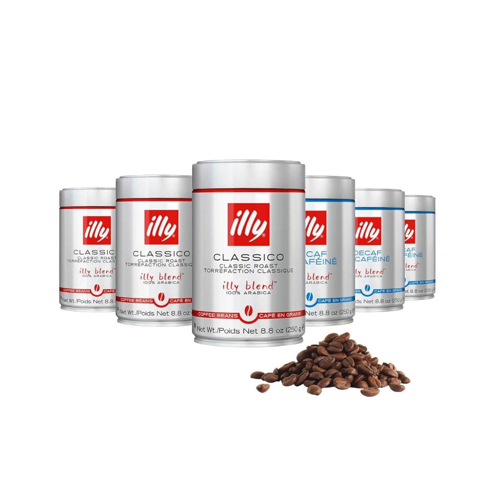 illy Whole Bean Coffee – Perfectly Roasted – Colombia Medium Roast – Smooth Taste, Notes of Fruit – Fruit Notes – 100% Arabica Beans – No Preservatives – 8.8 Ounce(Classico Medium Roast / Decaf Medium Roast)