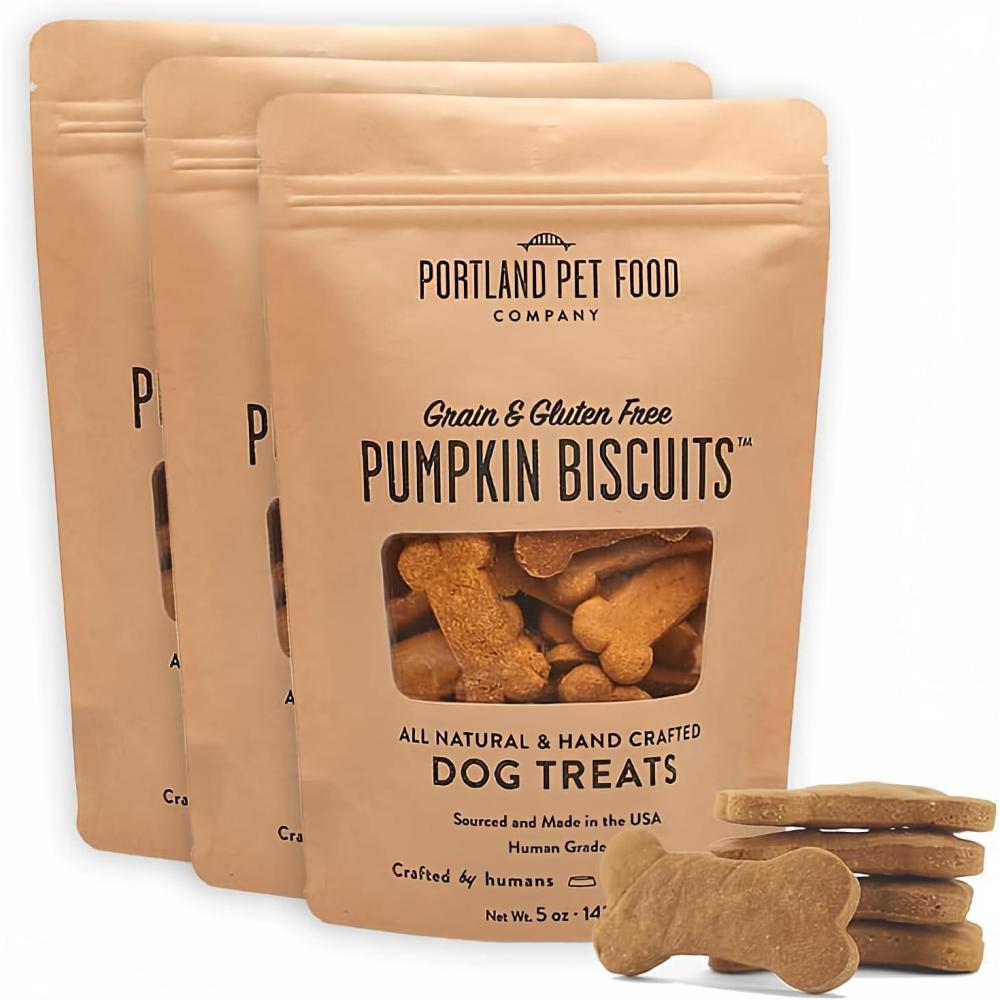 Portland Pet Food Company Pumpkin Dog Treats Healthy Biscuits for Small Medium & Large Dogs – Grain-Free, Human-Grade, All Natural Cookies, Snacks & Puppy Training Treats – Made in The USA – 5 oz(Pumpkin)