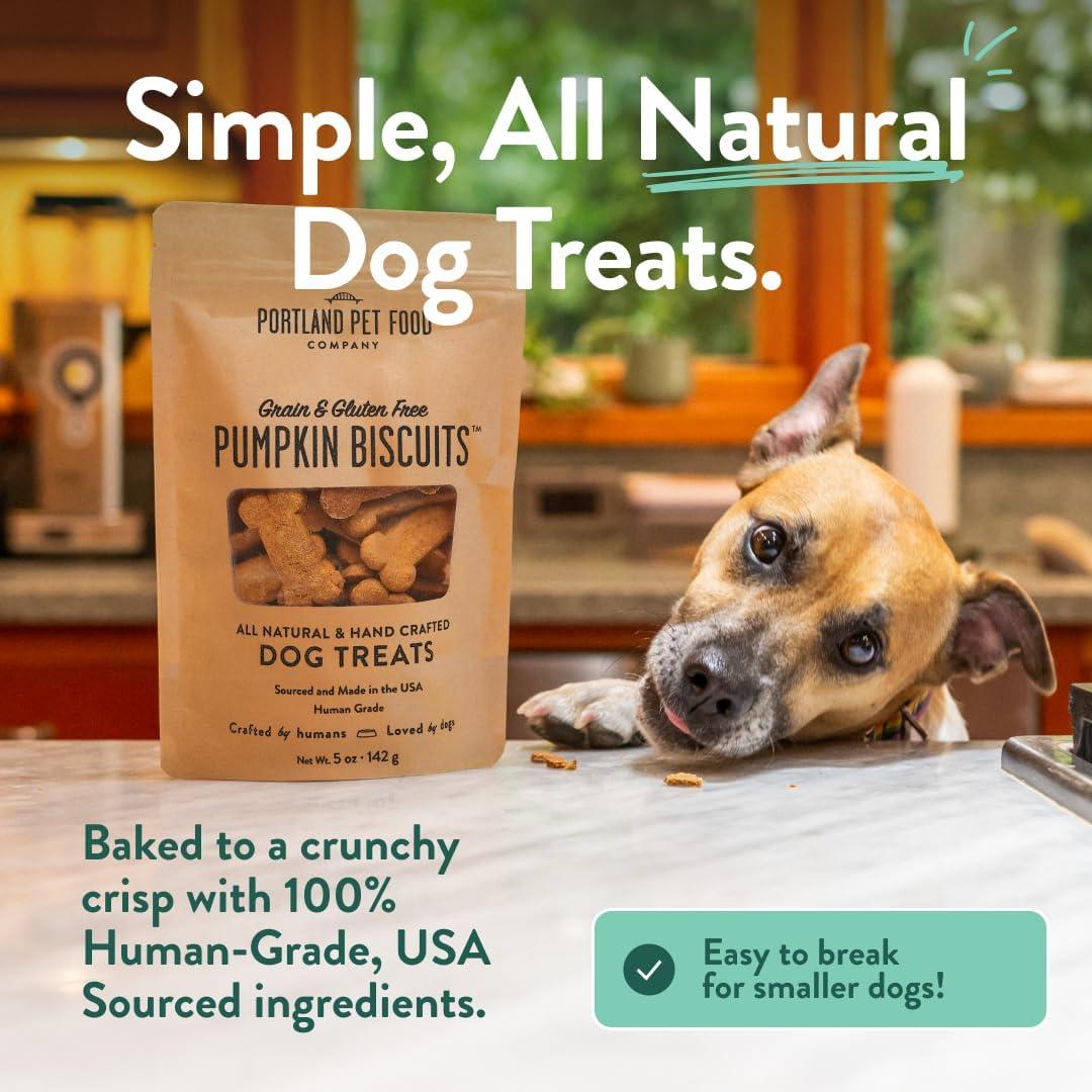 Portland Pet Food Company Pumpkin Dog Treats Healthy Biscuits for Small Medium & Large Dogs – Grain-Free, Human-Grade, All Natural Cookies, Snacks & Puppy Training Treats – Made in The USA – 5 oz(Pumpkin) - view 2