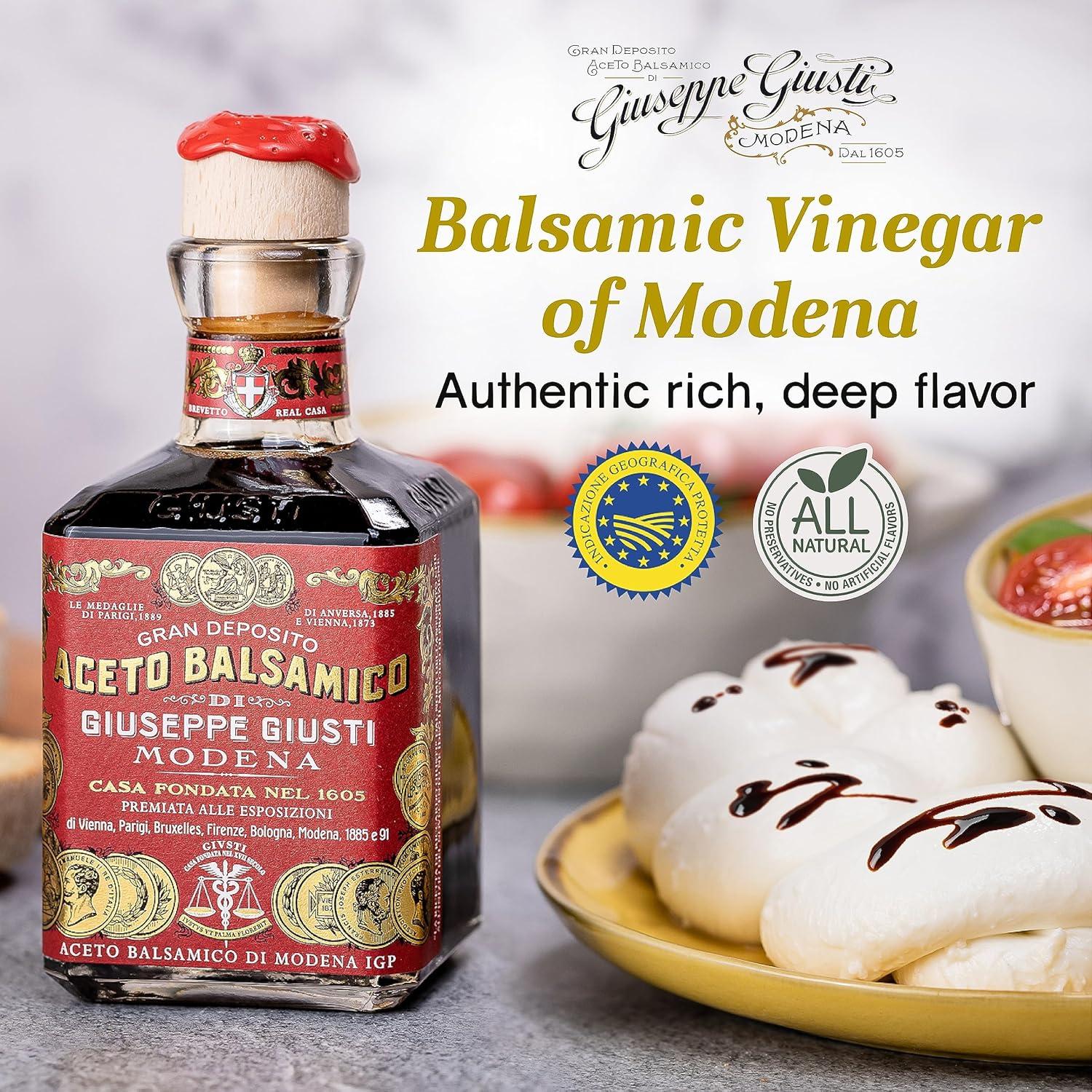 Giusti Italian Balsamic Vinegar of Modena IGP – 3 Gold Medals, Rich & Thick Gran Deposito Aceto Balsamico di Modena for Salads, Cheese & Finishing Touches, Made in Italy – 8.45 fl oz/250 ml -Pack of 1(8.45 Fl Oz (Pack of 4)) - view 2