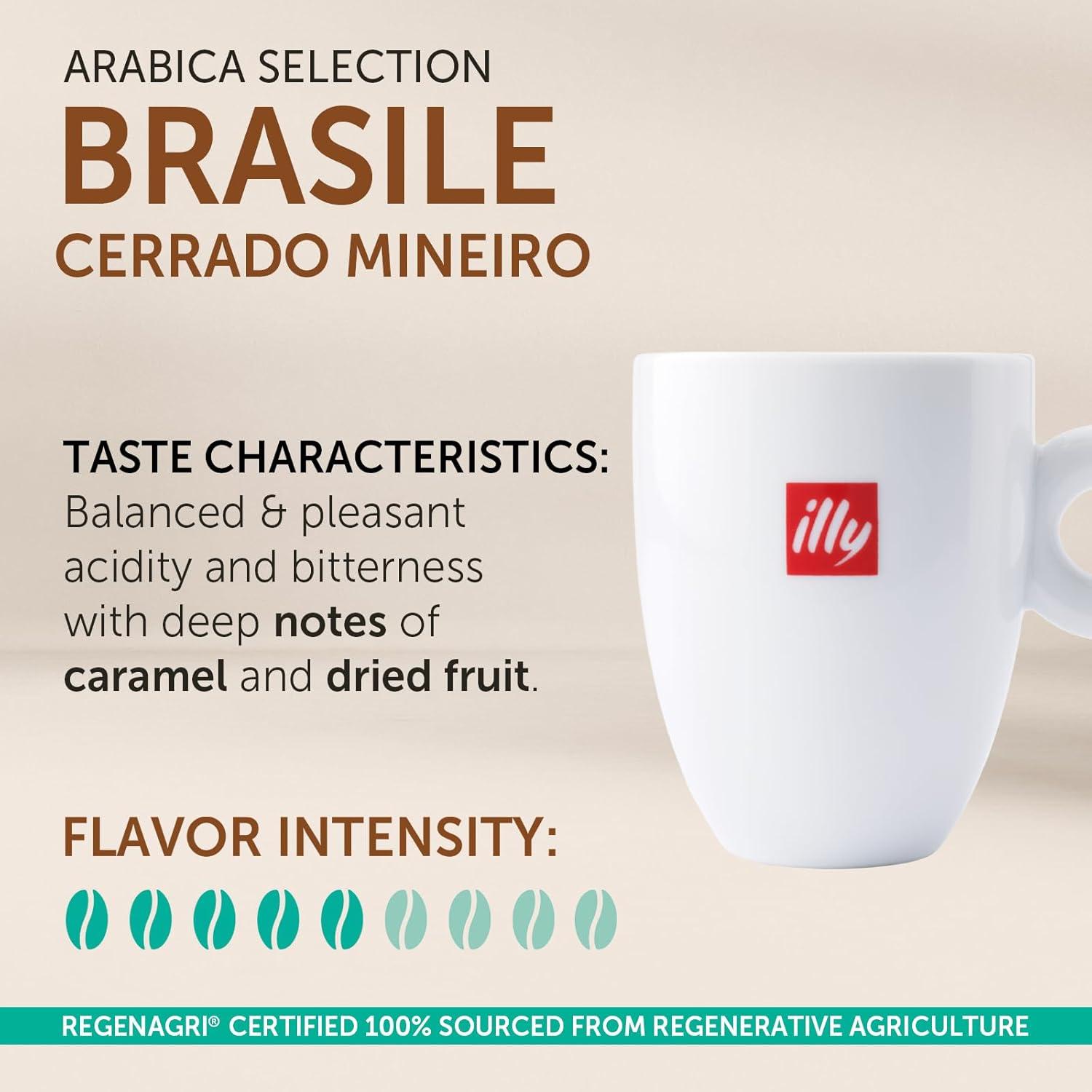 illy Whole Bean Coffee – Perfectly Roasted – Colombia Medium Roast – Smooth Taste, Notes of Fruit – Fruit Notes – 100% Arabica Beans – No Preservatives – 8.8 Ounce(Brasile Regenerative Agriculture) - view 2