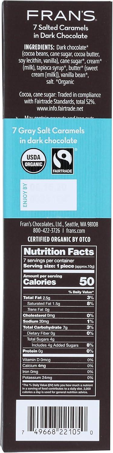 Fran’s Chocolates Gray Salt Caramels in Dark Chocolate, 2.1 Ounce - view 2