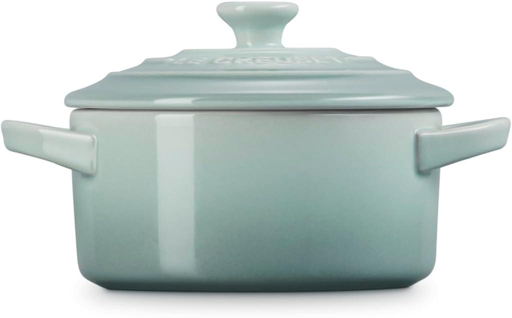 Le Creuset Stoneware Mini Round Cocotte, 8 oz., Caribbean(Sea Salt) - view 4