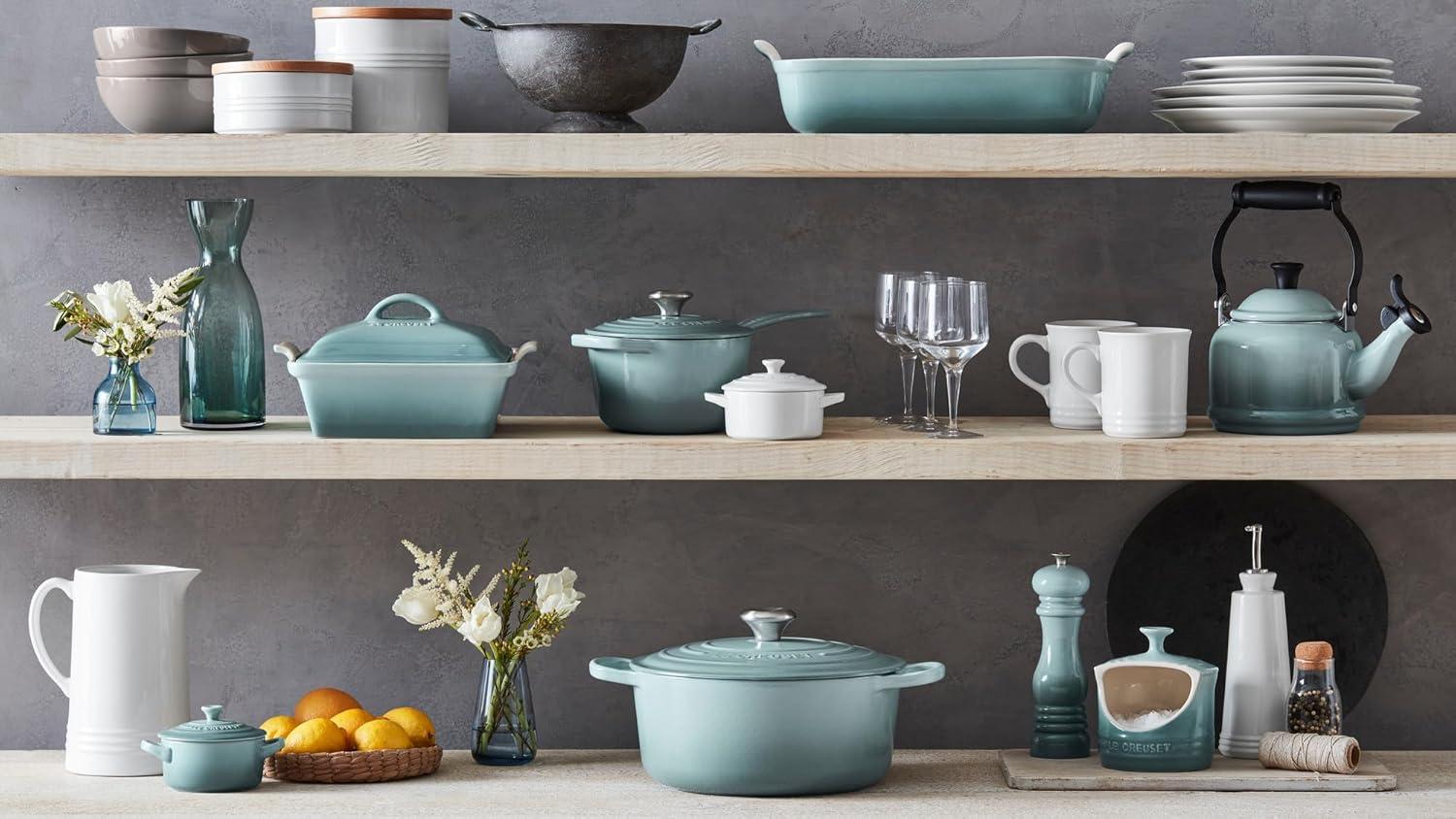 Le Creuset Stoneware Mini Round Cocotte, 8 oz., Caribbean(Sea Salt) - view 6