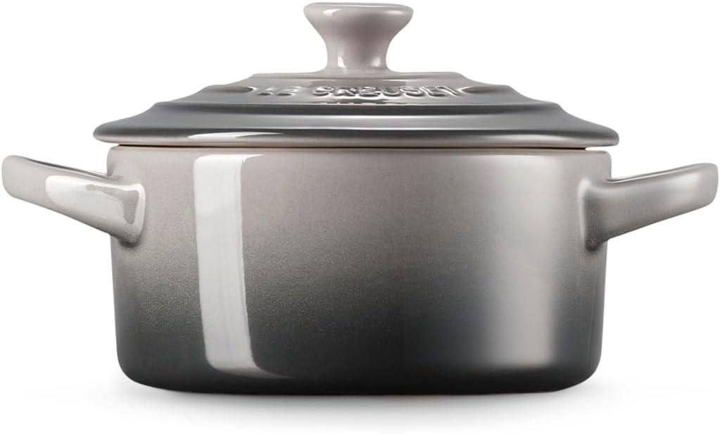 Le Creuset Stoneware Mini Round Cocotte, 8 oz., Caribbean(Oyster) - view 4