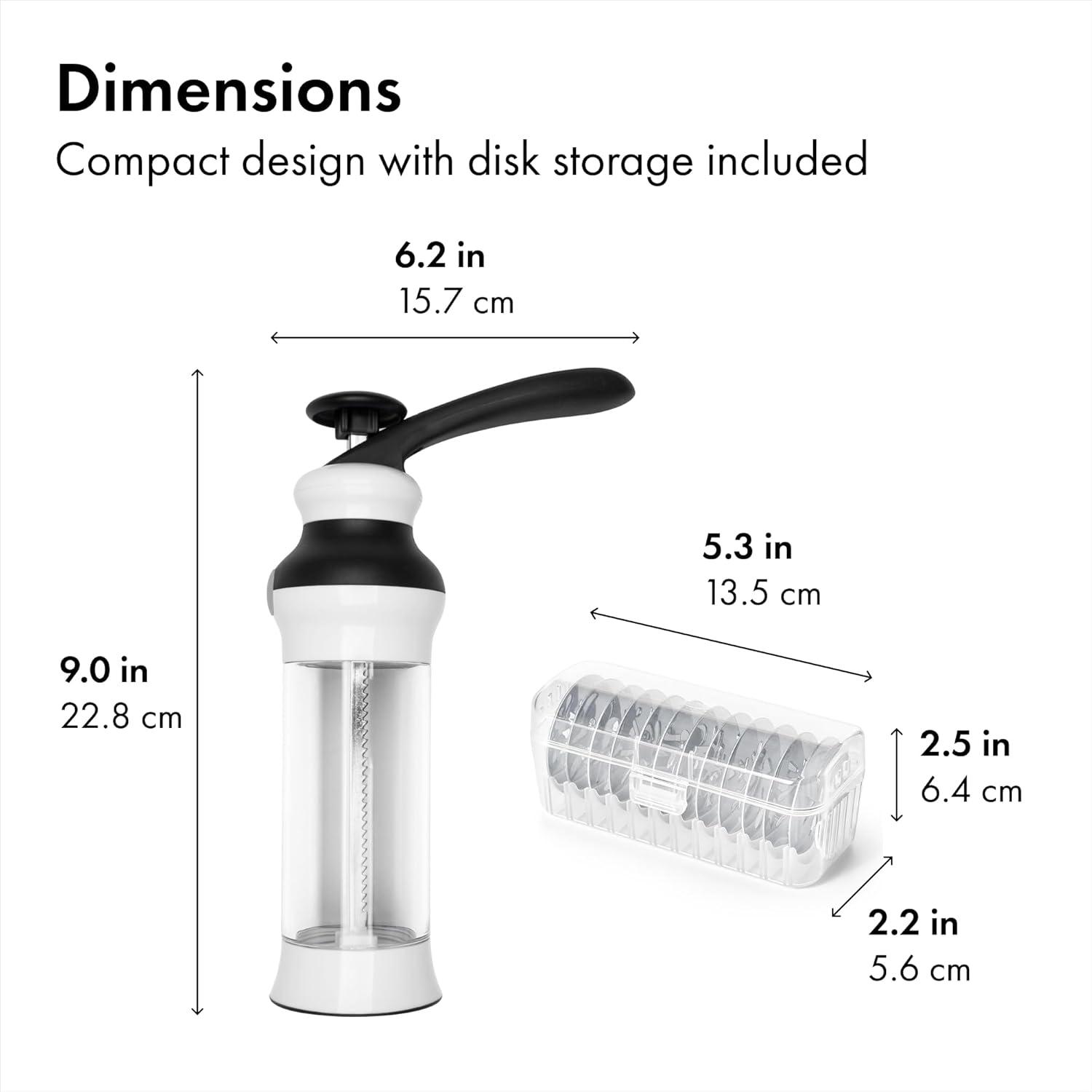 OXO Good Grips 14-Piece Cookie Press Set, Cookie Press with 12 Stainless Steel Disks and Storage Case, Holiday Baking and Everyday Treats, Essential Baking Supplies(100) - view 3