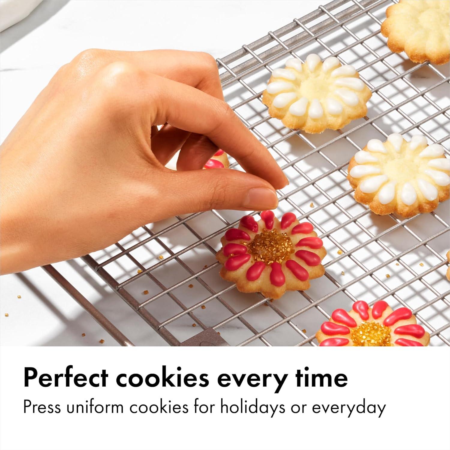 OXO Good Grips 14-Piece Cookie Press Set, Cookie Press with 12 Stainless Steel Disks and Storage Case, Holiday Baking and Everyday Treats, Essential Baking Supplies(100) - view 6