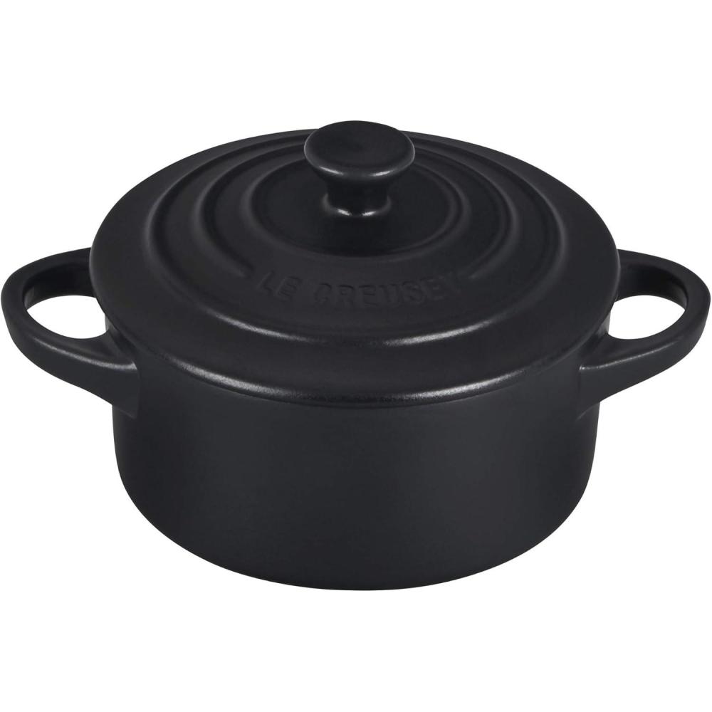 Le Creuset Stoneware Mini Round Cocotte, 8 oz., Caribbean(Licorice)