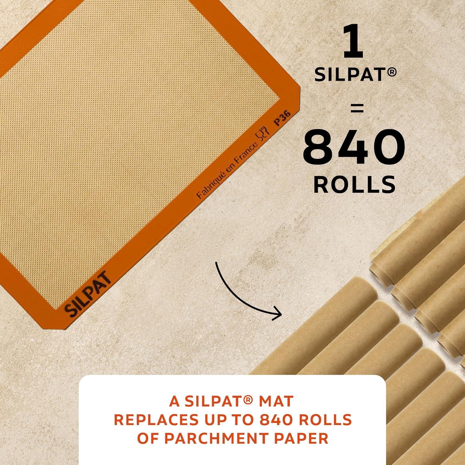 Silpat Premium Non-Stick Silicone Baking Mat, Half Sheet Size, 11-5/8 x 16-1/2, Orange(16.5″L x 11.6″W (Pack of 12)) - view 3