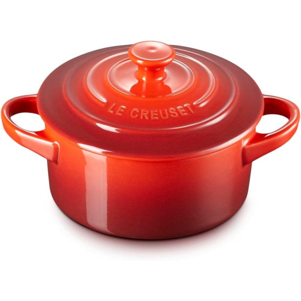 Le Creuset Stoneware Mini Round Cocotte, 8 oz., Caribbean(Cerise)