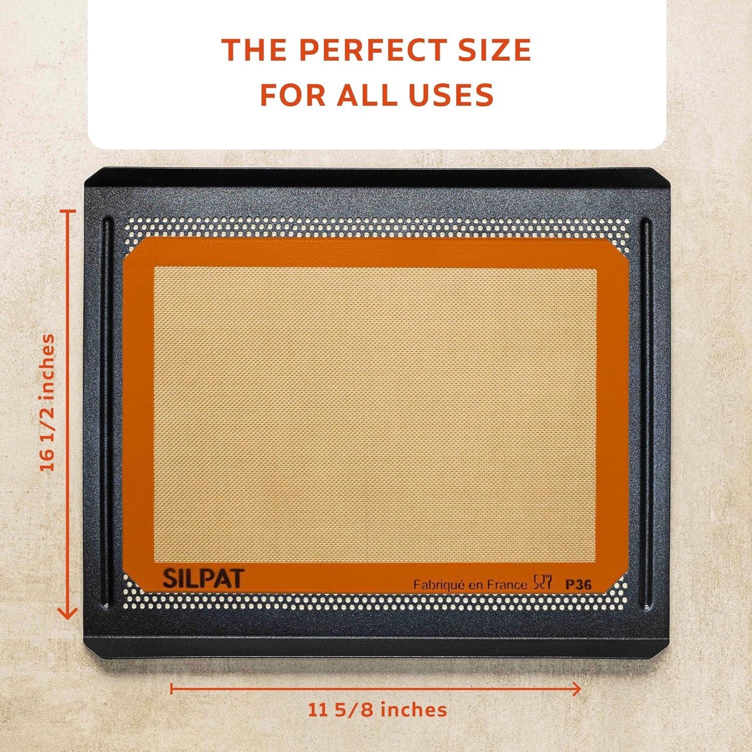 Silpat Premium Non-Stick Silicone Baking Mat, Half Sheet Size, 11-5/8 x 16-1/2, Orange(16.5″L x 11.6″W) - view 4