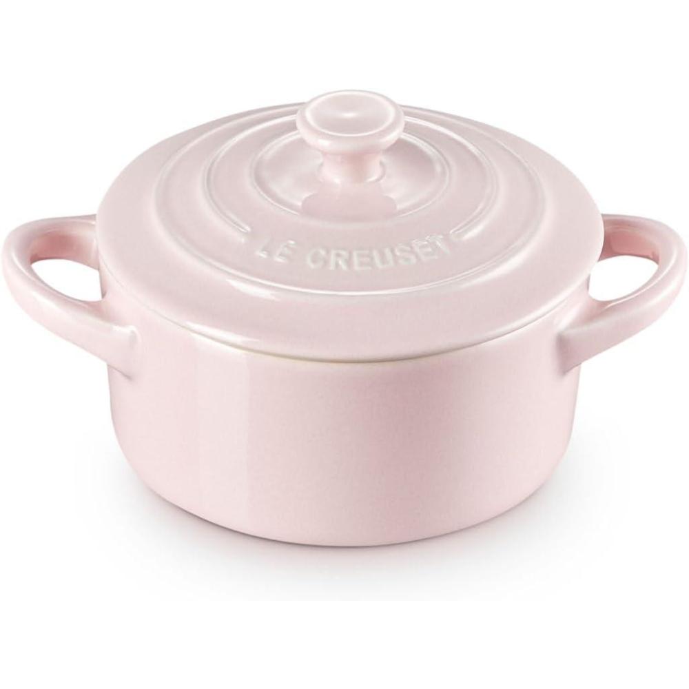 Le Creuset Stoneware Mini Round Cocotte, 8 oz., Caribbean(Chiffon Pink)
