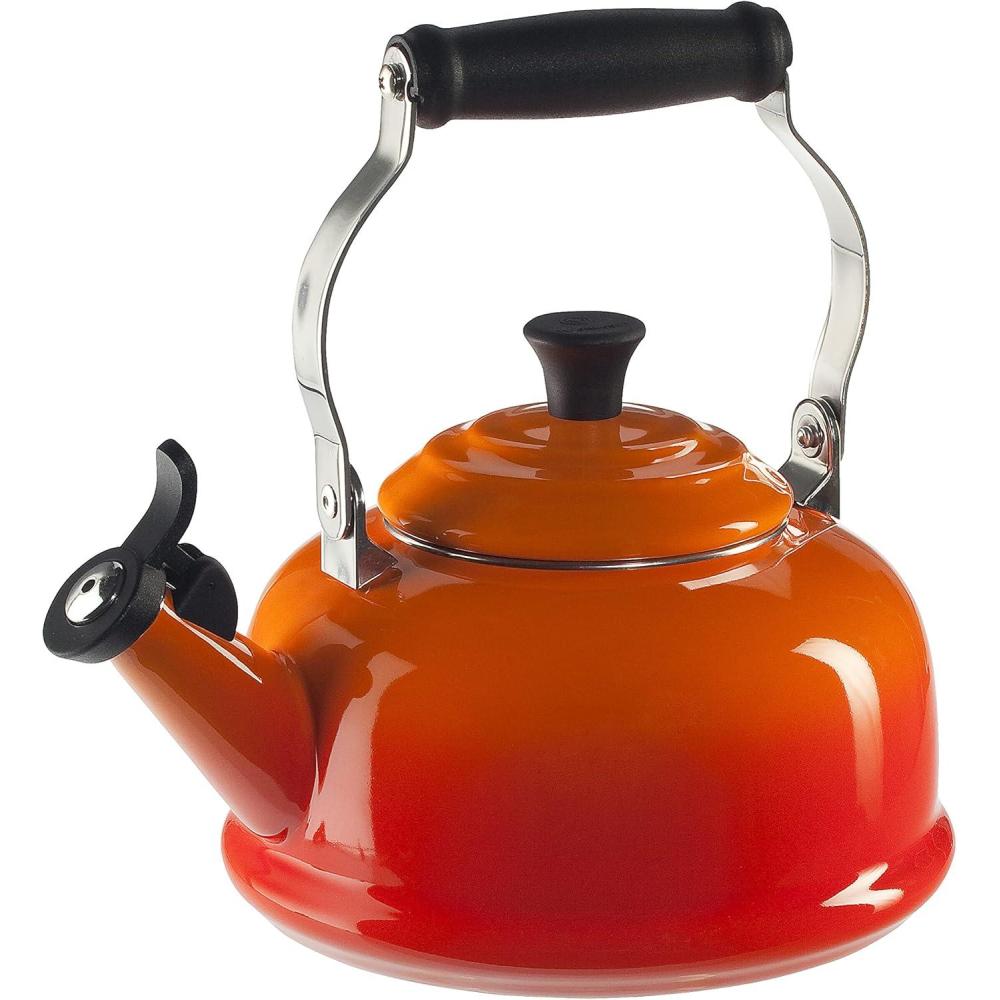 Le Creuset Enamel On Steel Whistling Tea Kettle, 1.7 qt., Cerise(Flame)