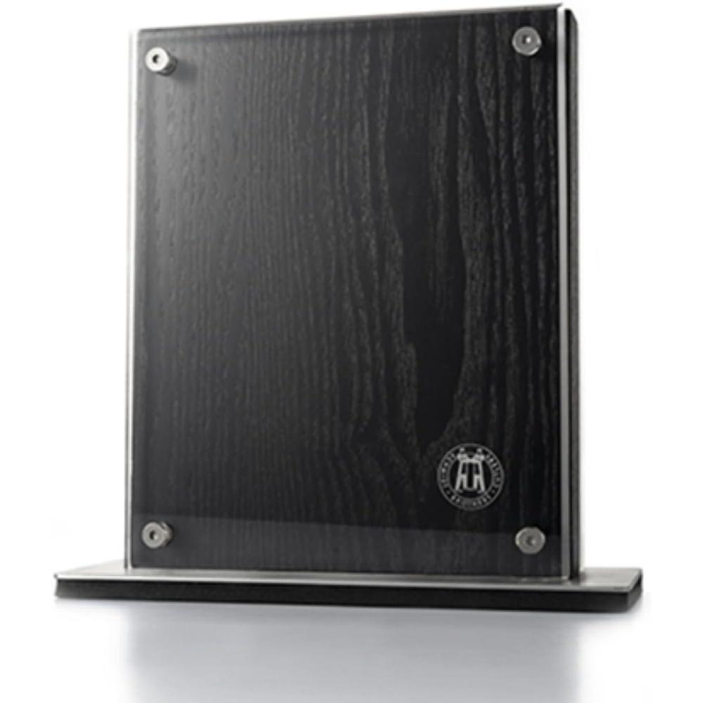 Schmidt Brothers – Acacia Midtown Magnetic Knife Block, Acacia Hardwood and Acrylic Shield, Universal Cutlery Storage For 8-10 Knives(Black Midtown)