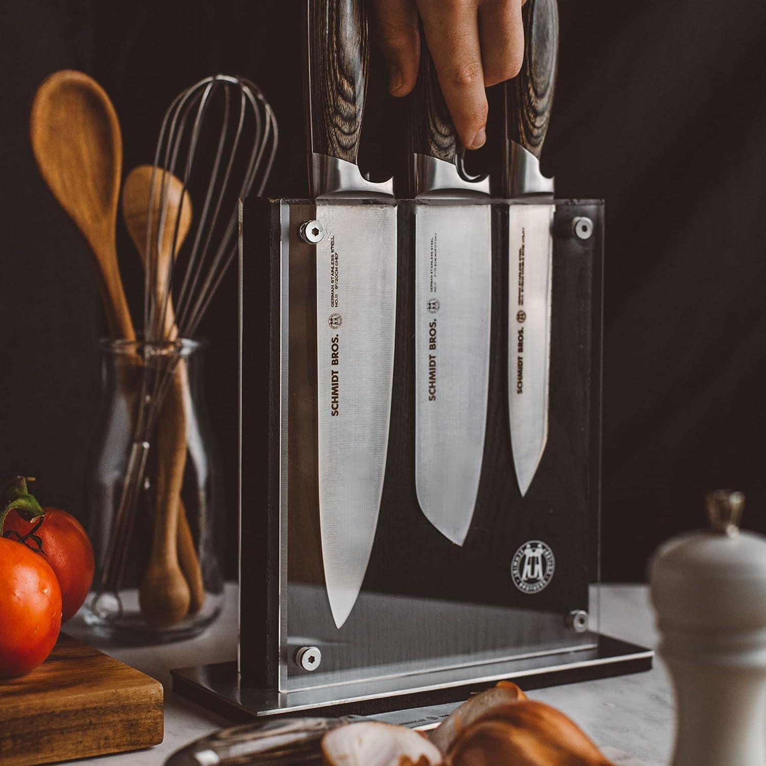 Schmidt Brothers – Acacia Midtown Magnetic Knife Block, Acacia Hardwood and Acrylic Shield, Universal Cutlery Storage For 8-10 Knives(Black Midtown) - view 6