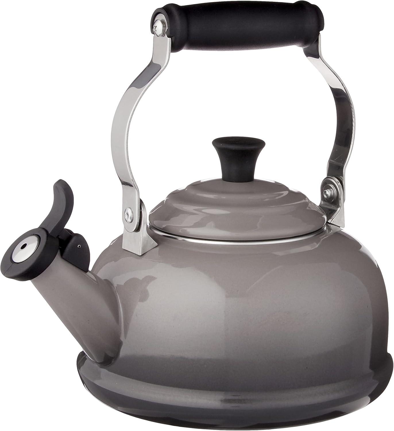 Le Creuset Enamel On Steel Whistling Tea Kettle, 1.7 qt., Cerise(Oyster) - view 4