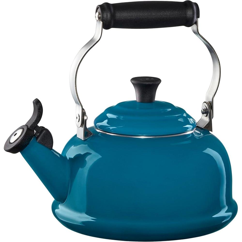 Le Creuset Enamel On Steel Whistling Tea Kettle, 1.7 qt., Cerise(Deep Teal)