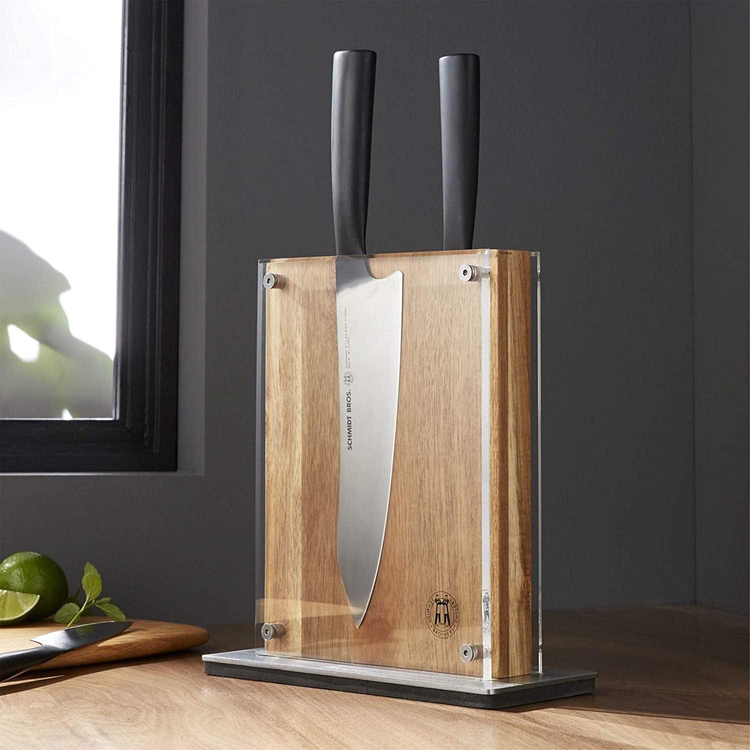 Schmidt Brothers – Acacia Midtown Magnetic Knife Block, Acacia Hardwood and Acrylic Shield, Universal Cutlery Storage For 8-10 Knives(Acacia Midtown) - view 5