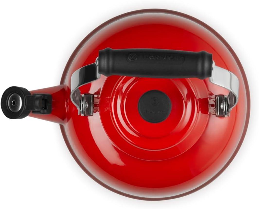 Le Creuset Enamel On Steel Whistling Tea Kettle, 1.7 qt., Cerise(Cerise) - view 4