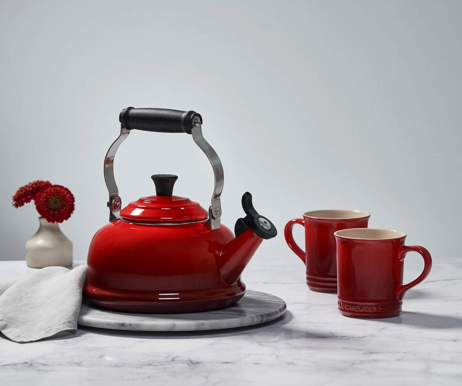 Le Creuset Enamel On Steel Whistling Tea Kettle, 1.7 qt., Cerise(Cerise) - view 5