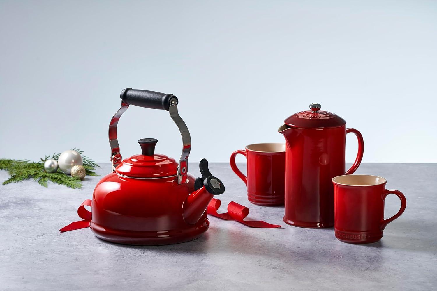 Le Creuset Enamel On Steel Whistling Tea Kettle, 1.7 qt., Cerise(Cerise) - view 8