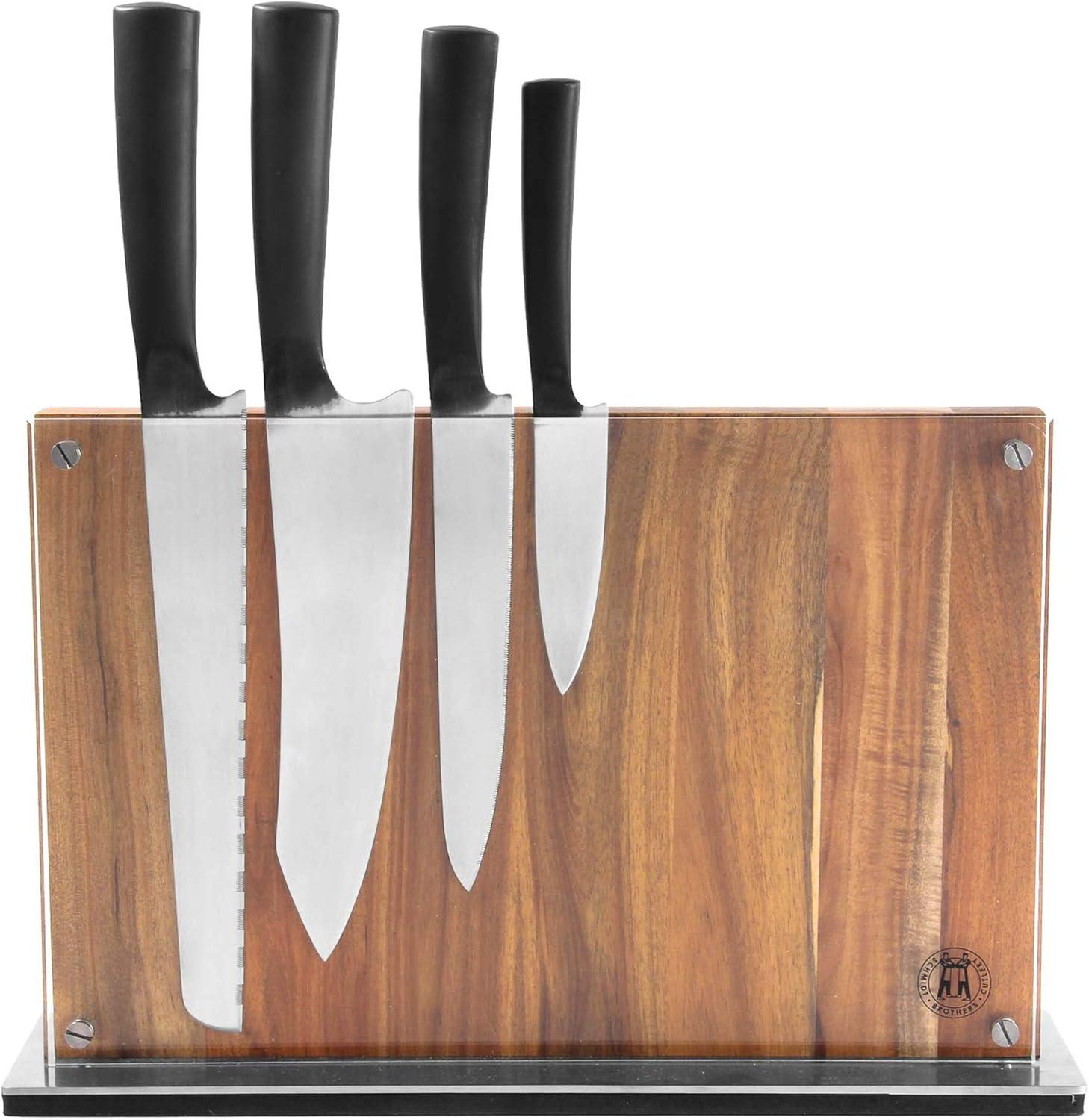 Schmidt Brothers – Acacia Midtown Magnetic Knife Block, Acacia Hardwood and Acrylic Shield, Universal Cutlery Storage For 8-10 Knives(Acacia Downtown) - view 4