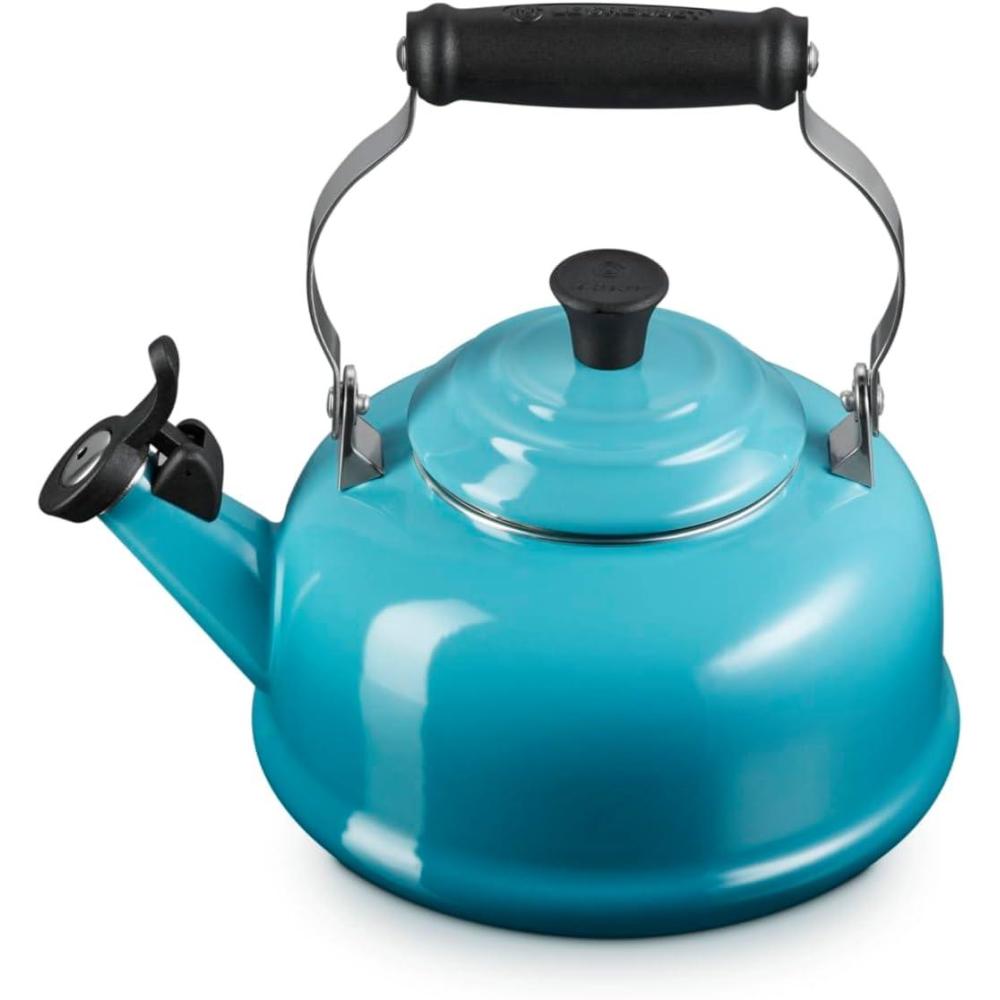 Le Creuset Enamel On Steel Whistling Tea Kettle, 1.7 qt., Cerise(Caribbean)