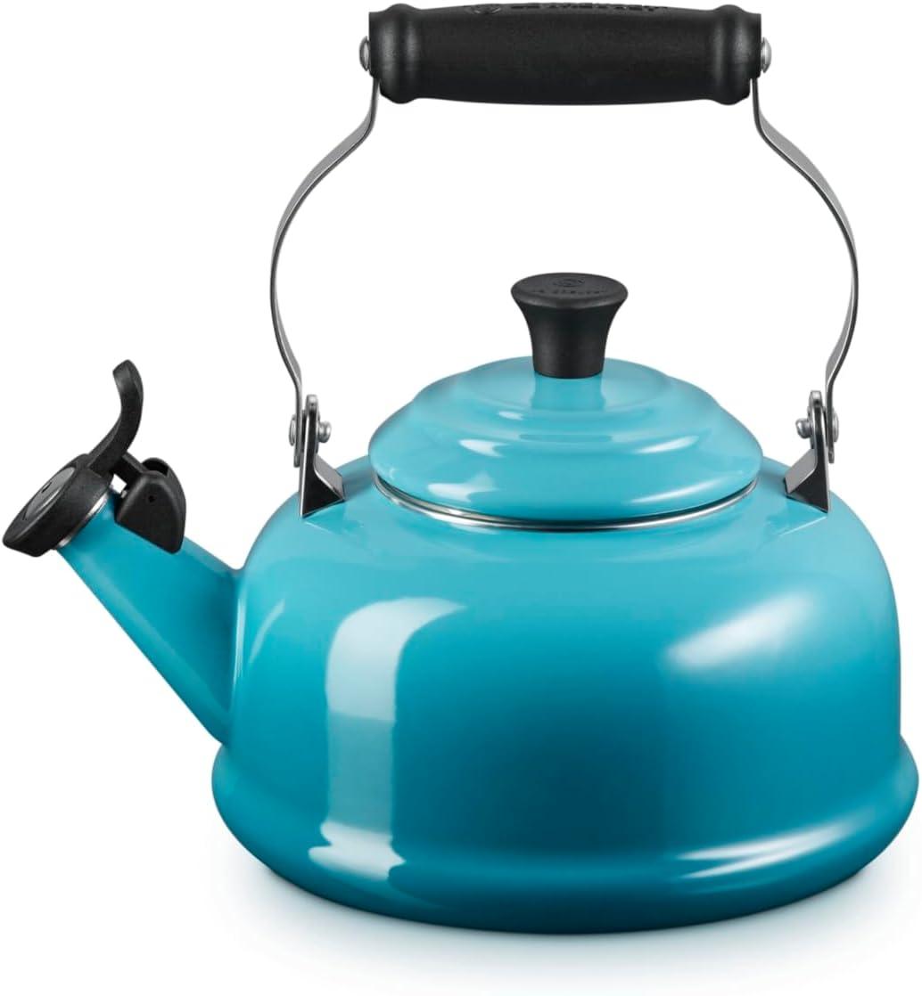 Le Creuset Enamel On Steel Whistling Tea Kettle, 1.7 qt., Cerise(Caribbean) - view 2